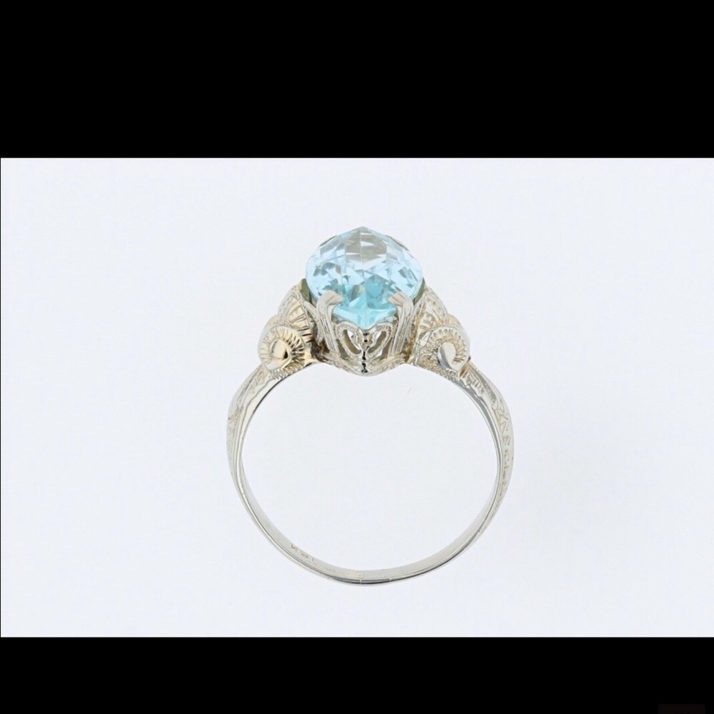 18k ART DECO FILIGREE SETTING WITH A 2.5ct NATURAL AQUAMARINE 💧 - Picture 5 of 6